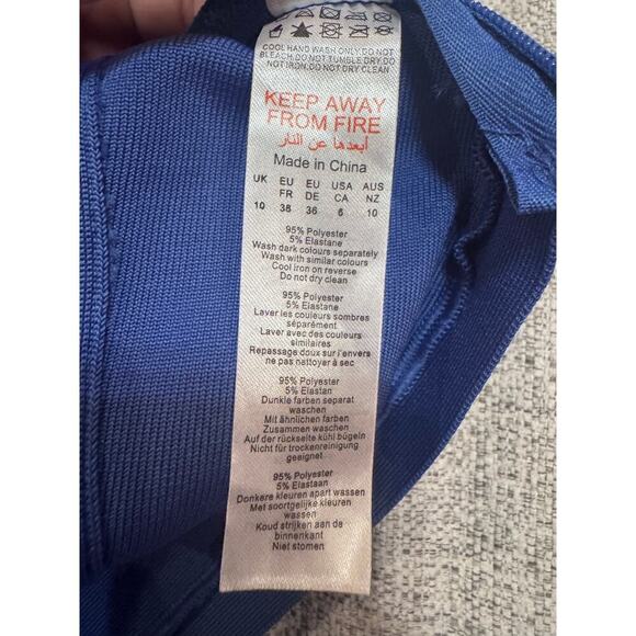 Boohoo  Premium Bandage Bralette Top Cobalt Blue Sports Bra Underwire Side Zip 6 - Picture 7 of 10